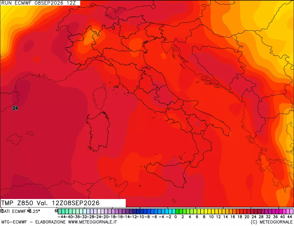 mappa Temperatura a 850 hPa