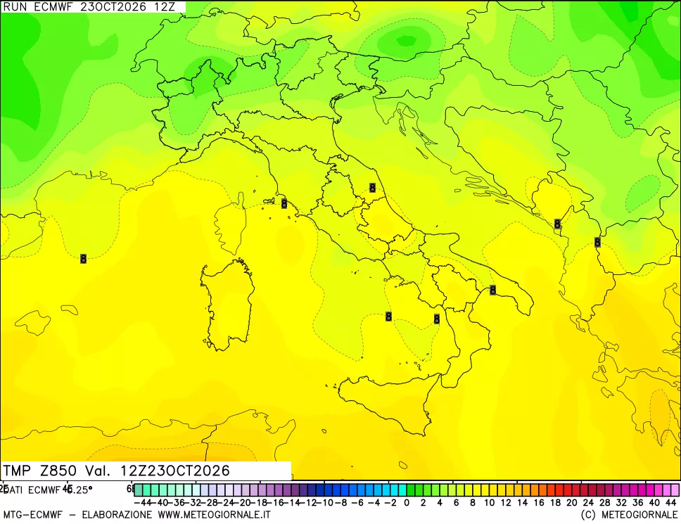 mappa Temperatura a 850 hPa