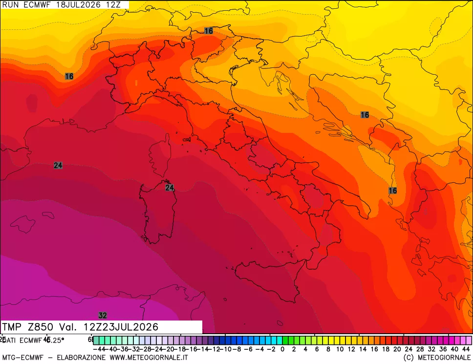 mappa Temperatura a 850 hPa