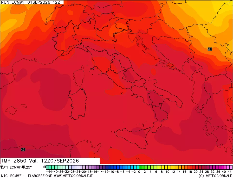 mappa Temperatura a 850 hPa