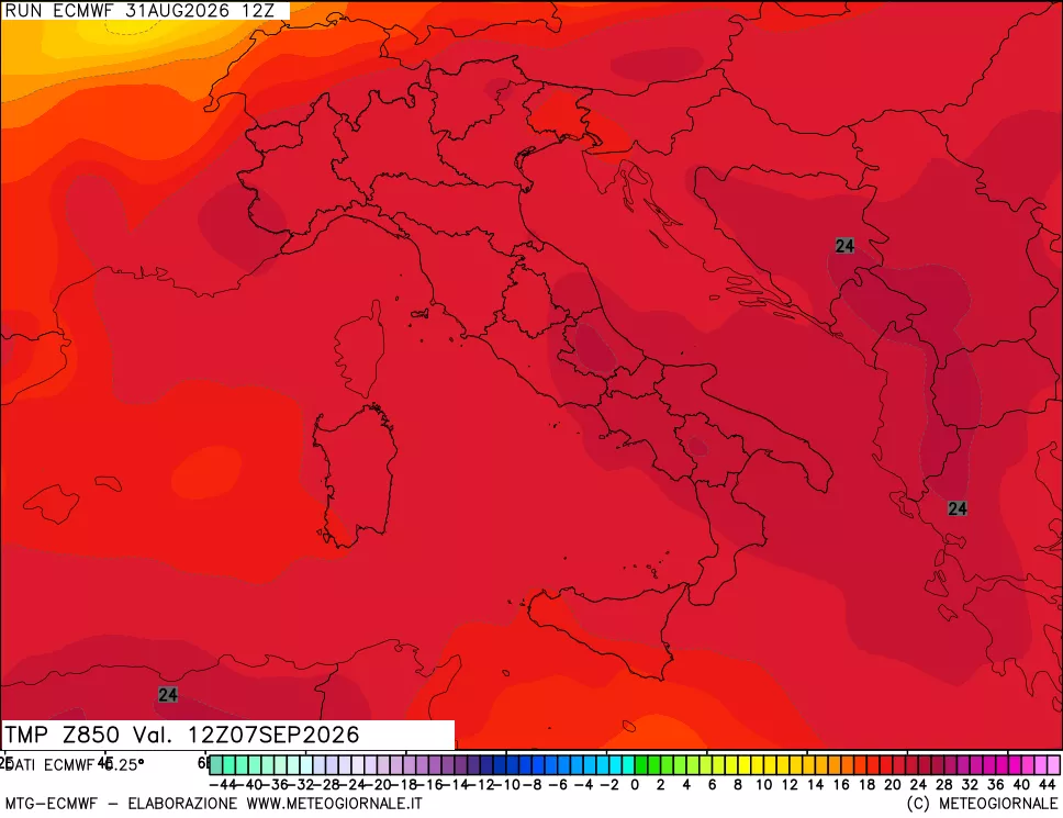 mappa Temperatura a 850 hPa