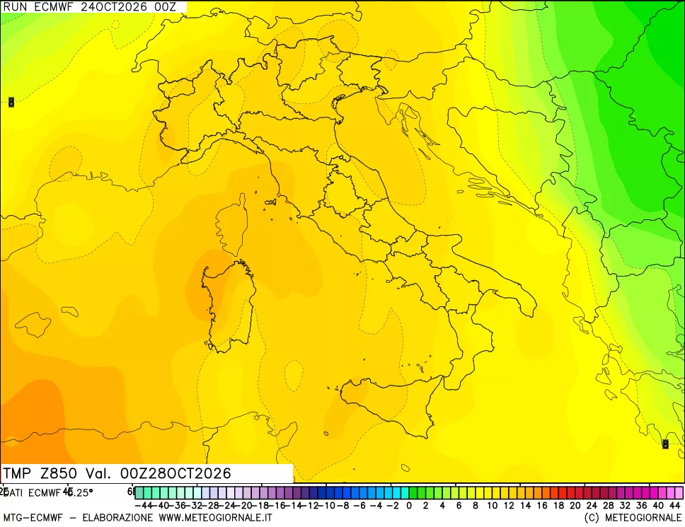 mappa Temperatura a 850 hPa