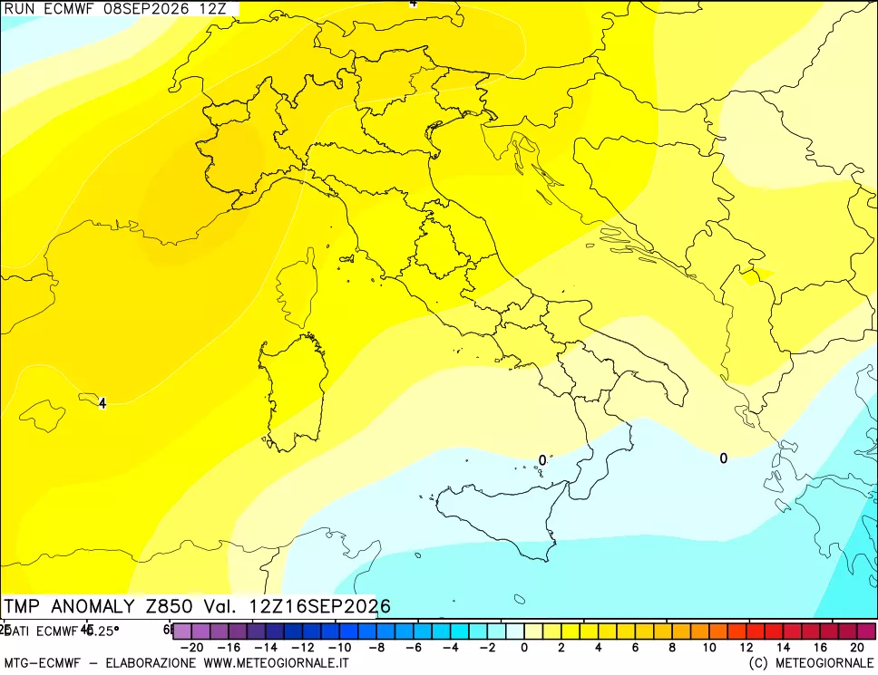 mappa 850 hPa Temp Anomaly vs Cli.No 1981-2010