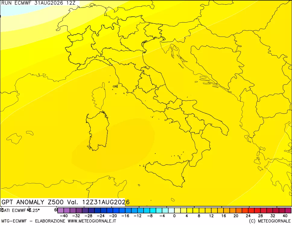 mappa 500 hPa GPT Anomaly vs Cli.No 1981-2010