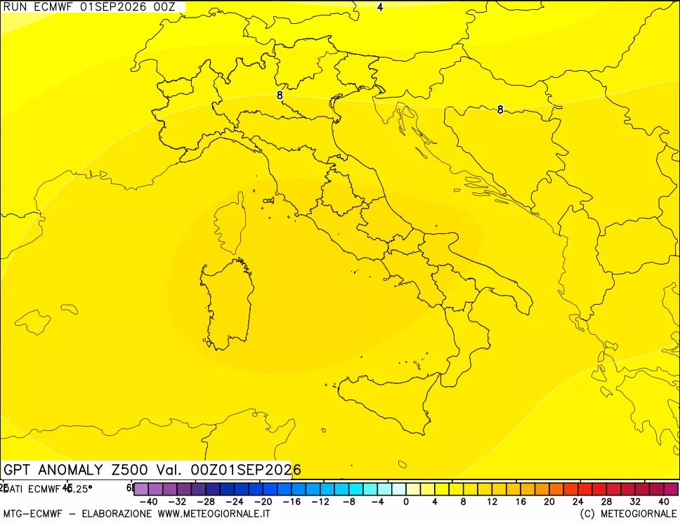 mappa 500 hPa GPT Anomaly vs Cli.No 1981-2010
