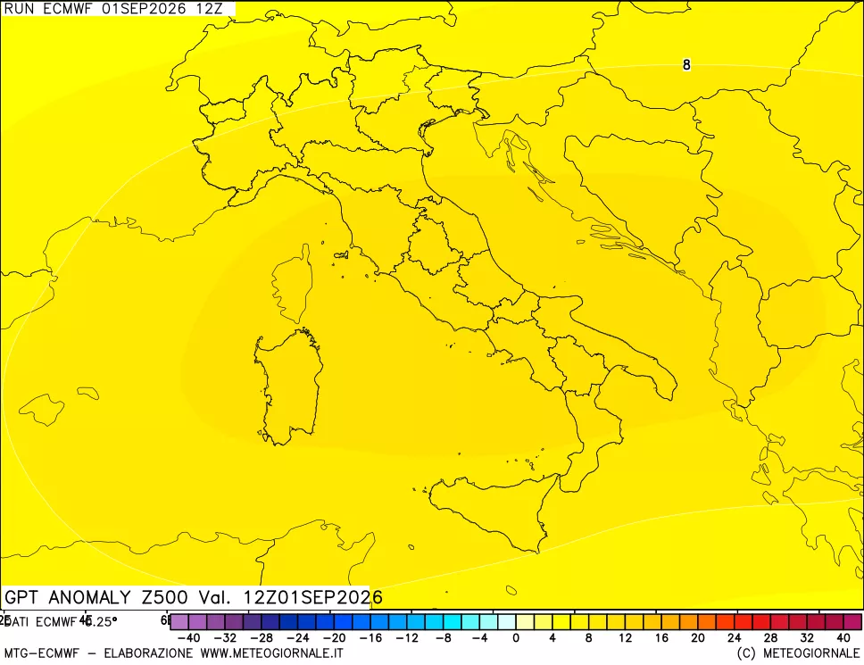mappa 500 hPa GPT Anomaly vs Cli.No 1981-2010