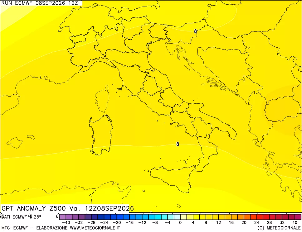 mappa 500 hPa GPT Anomaly vs Cli.No 1981-2010