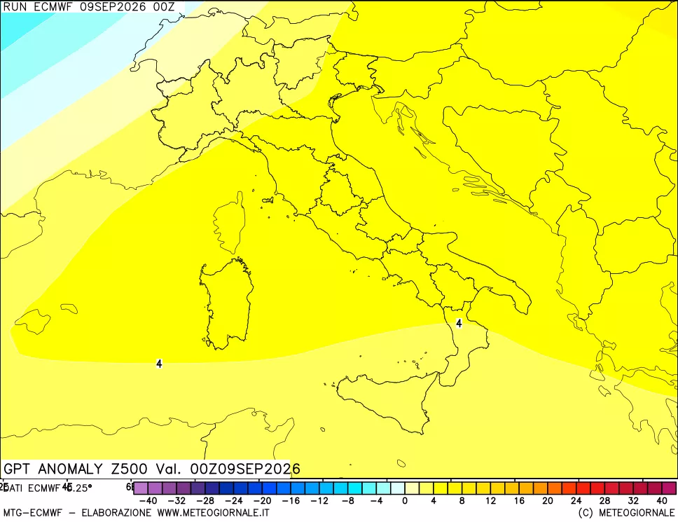 mappa 500 hPa GPT Anomaly vs Cli.No 1981-2010