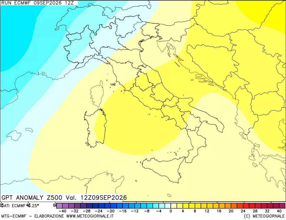 mappa 500 hPa GPT Anomaly vs Cli.No 1981-2010