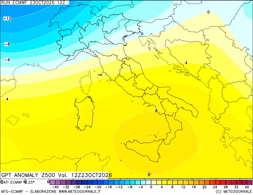 mappa 500 hPa GPT Anomaly vs Cli.No 1981-2010