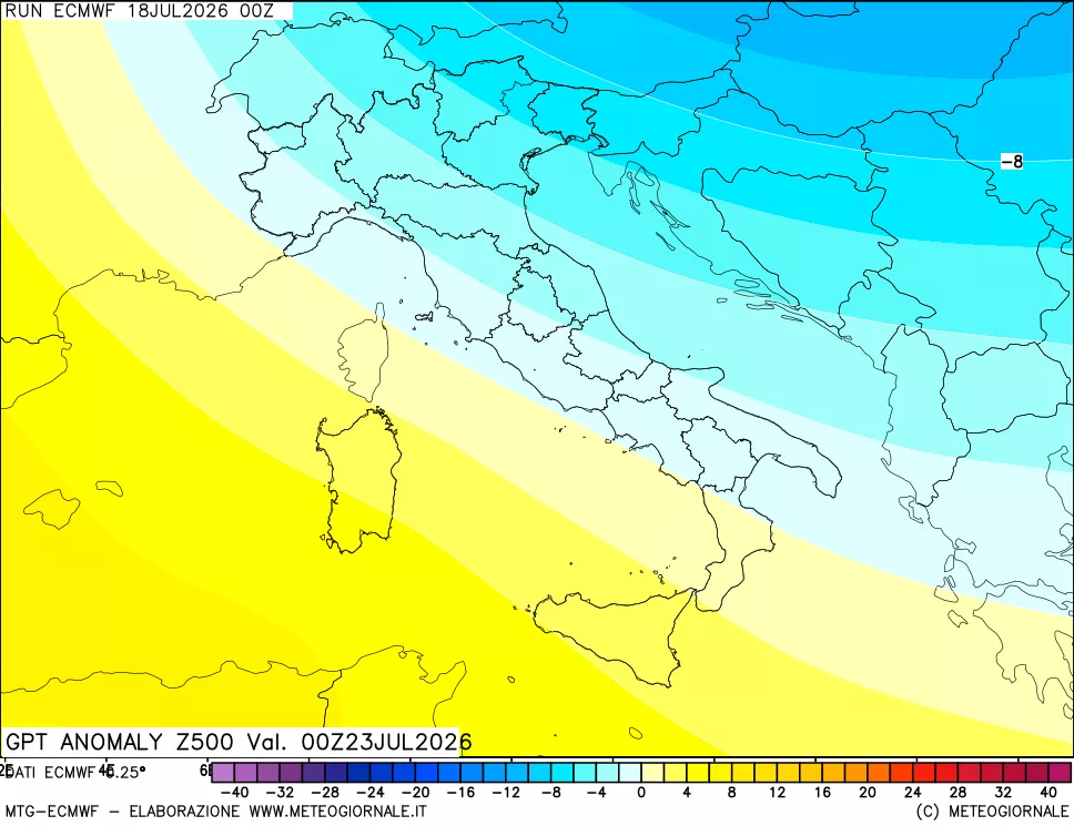 mappa 500 hPa GPT Anomaly vs Cli.No 1981-2010