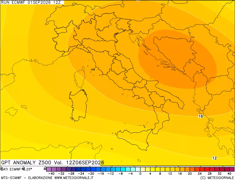 mappa 500 hPa GPT Anomaly vs Cli.No 1981-2010