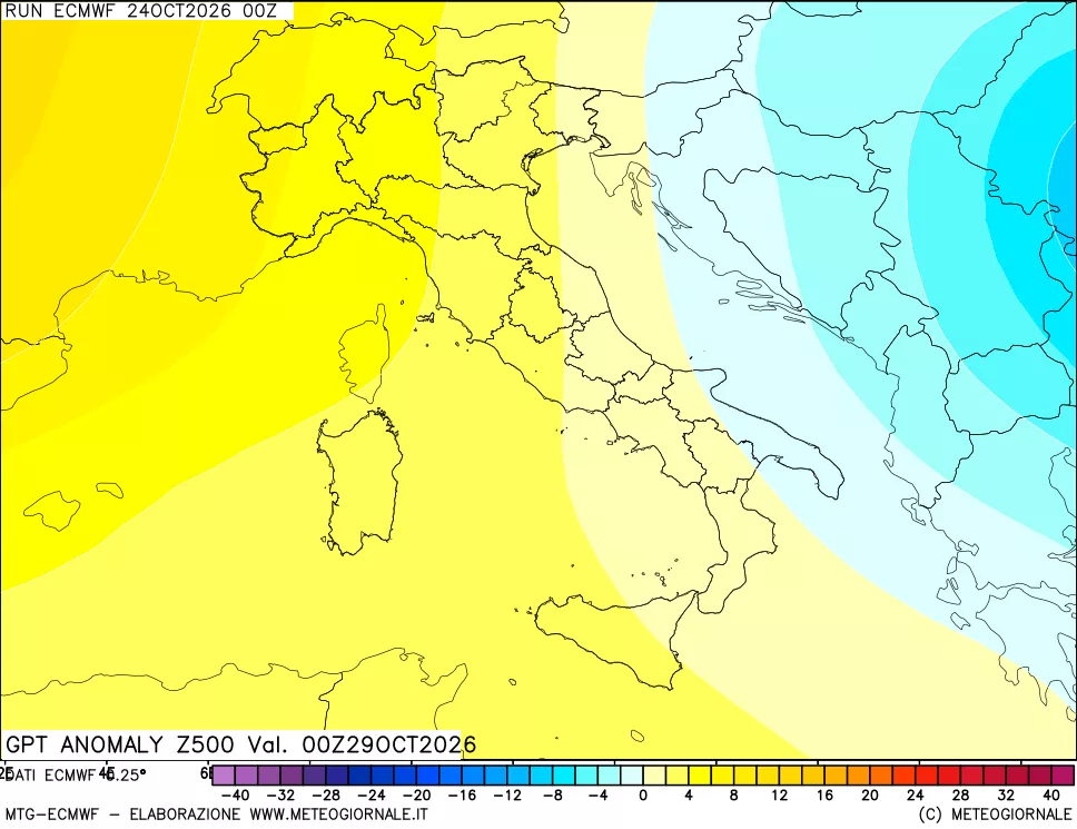mappa 500 hPa GPT Anomaly vs Cli.No 1981-2010