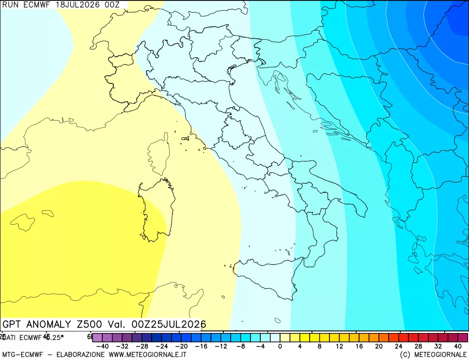 mappa 500 hPa GPT Anomaly vs Cli.No 1981-2010