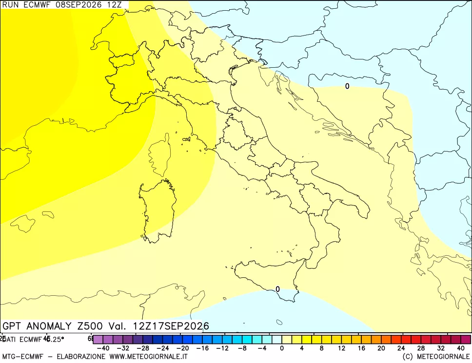 mappa 500 hPa GPT Anomaly vs Cli.No 1981-2010