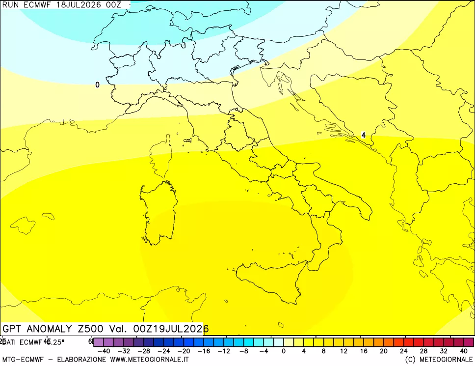 mappa 500 hPa GPT Anomaly vs Cli.No 1981-2010