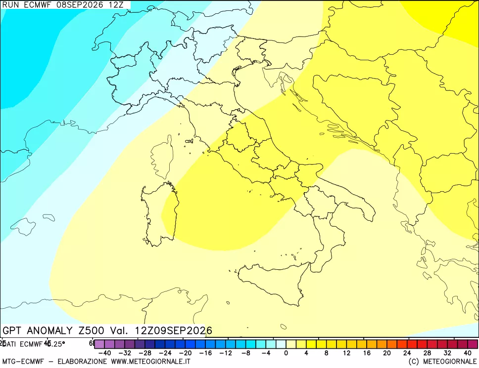 mappa 500 hPa GPT Anomaly vs Cli.No 1981-2010
