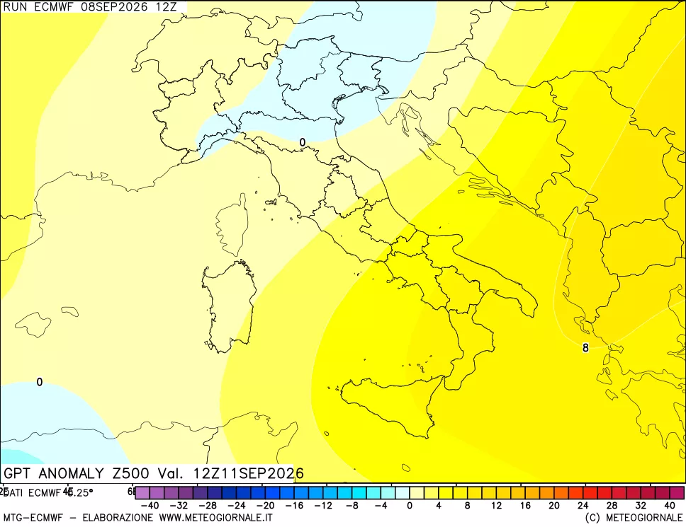 mappa 500 hPa GPT Anomaly vs Cli.No 1981-2010