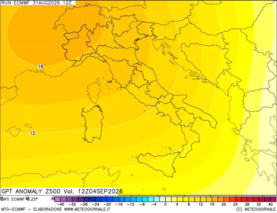 mappa 500 hPa GPT Anomaly vs Cli.No 1981-2010