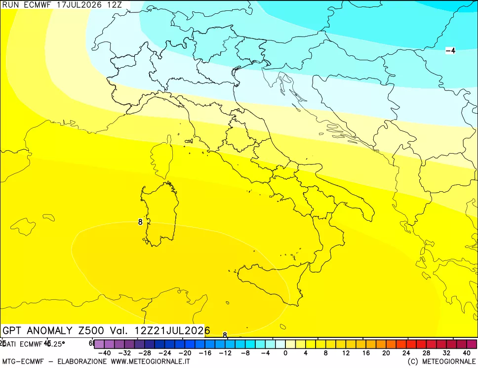 mappa 500 hPa GPT Anomaly vs Cli.No 1981-2010