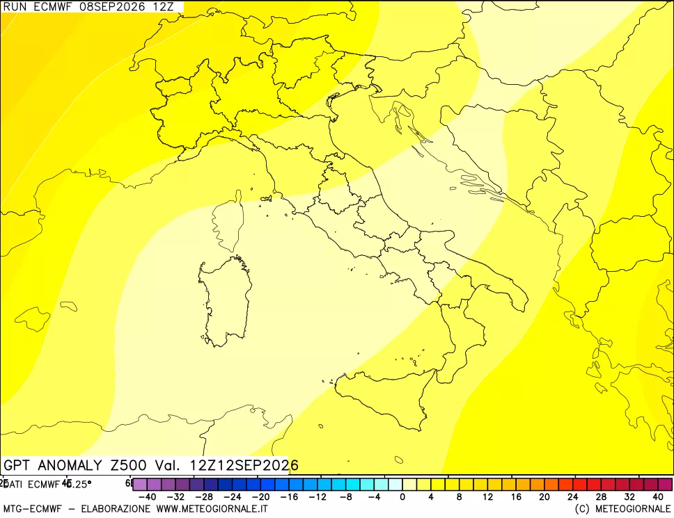 mappa 500 hPa GPT Anomaly vs Cli.No 1981-2010
