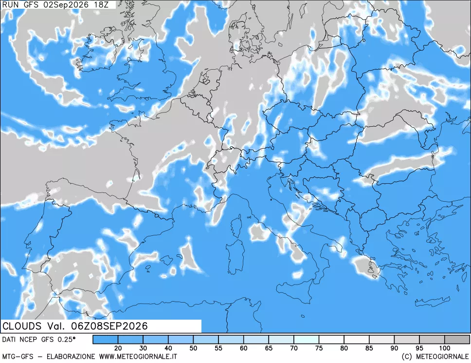 mappa Nuvolosità totale