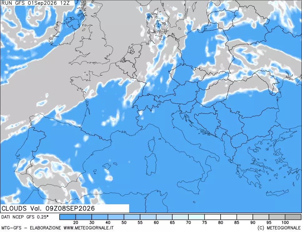 mappa Nuvolosità totale