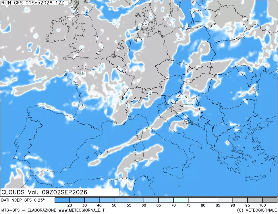 mappa Nuvolosità totale