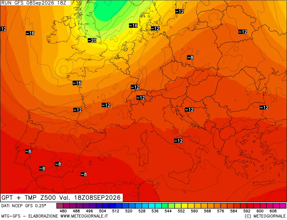 mappa 500 hPa GPT + Temp