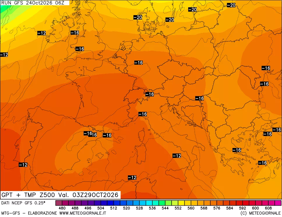 mappa 500 hPa GPT + Temp