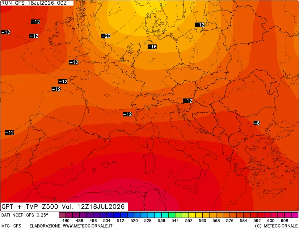 mappa 500 hPa GPT + Temp