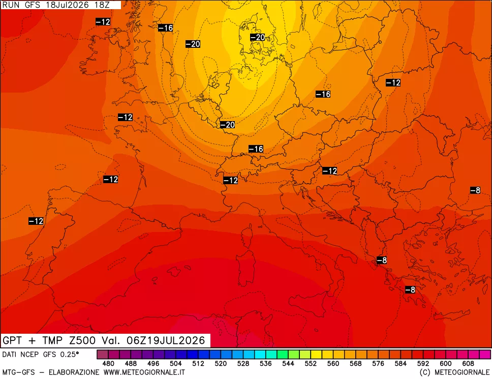 mappa 500 hPa GPT + Temp