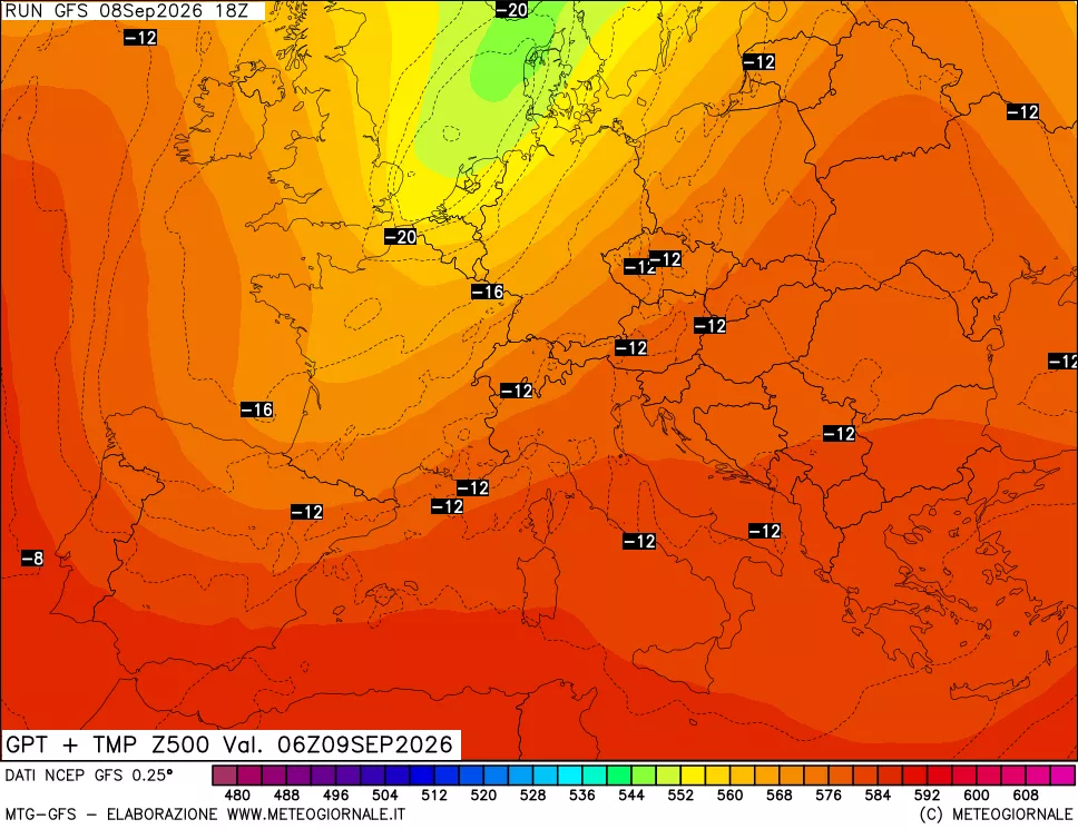 mappa 500 hPa GPT + Temp