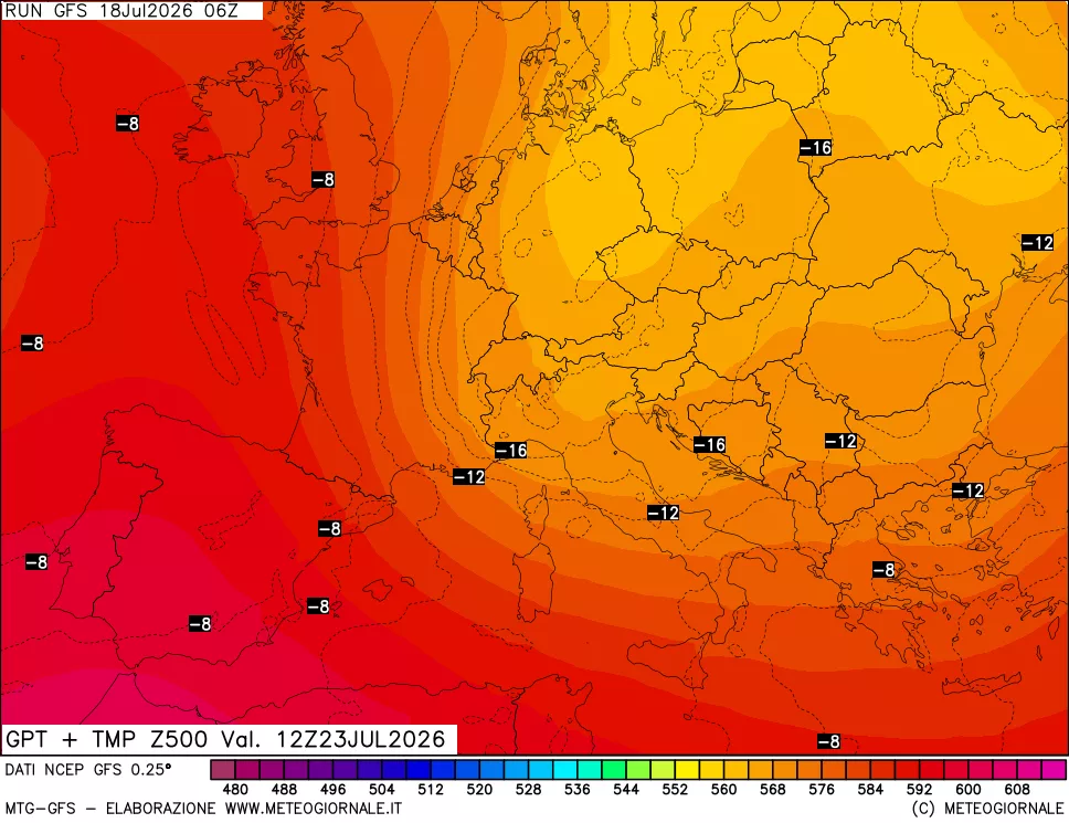 mappa 500 hPa GPT + Temp