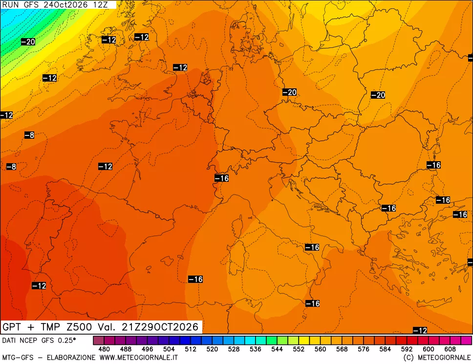 mappa 500 hPa GPT + Temp