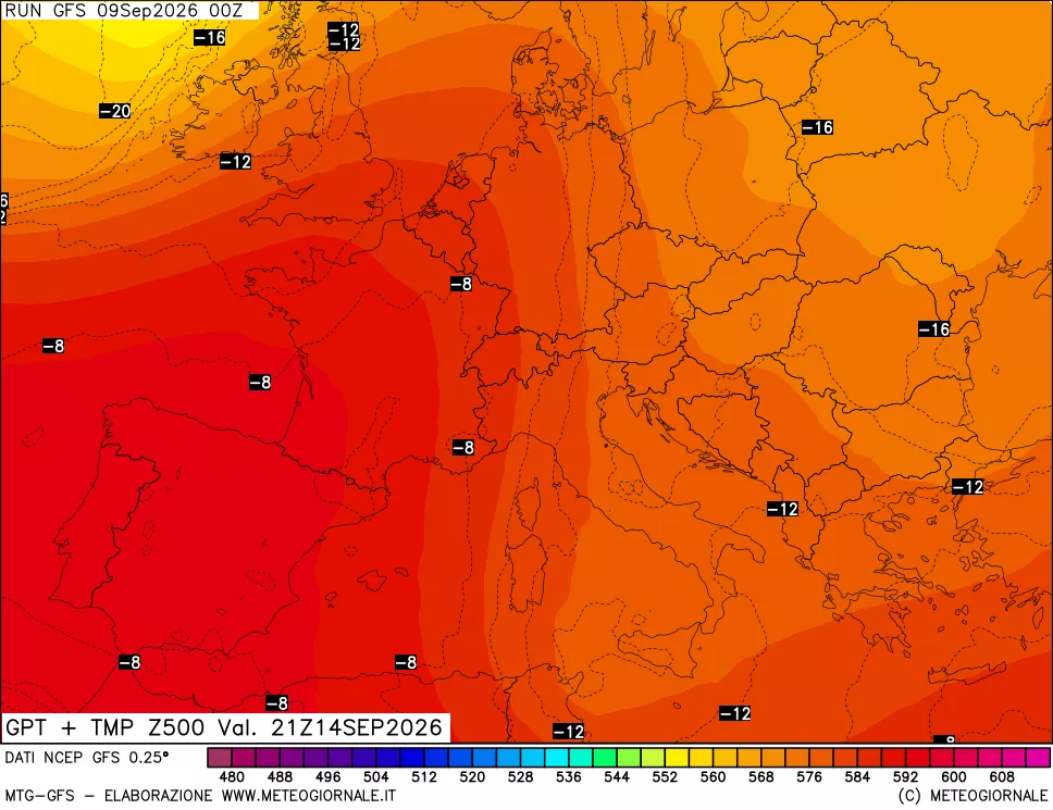 mappa 500 hPa GPT + Temp
