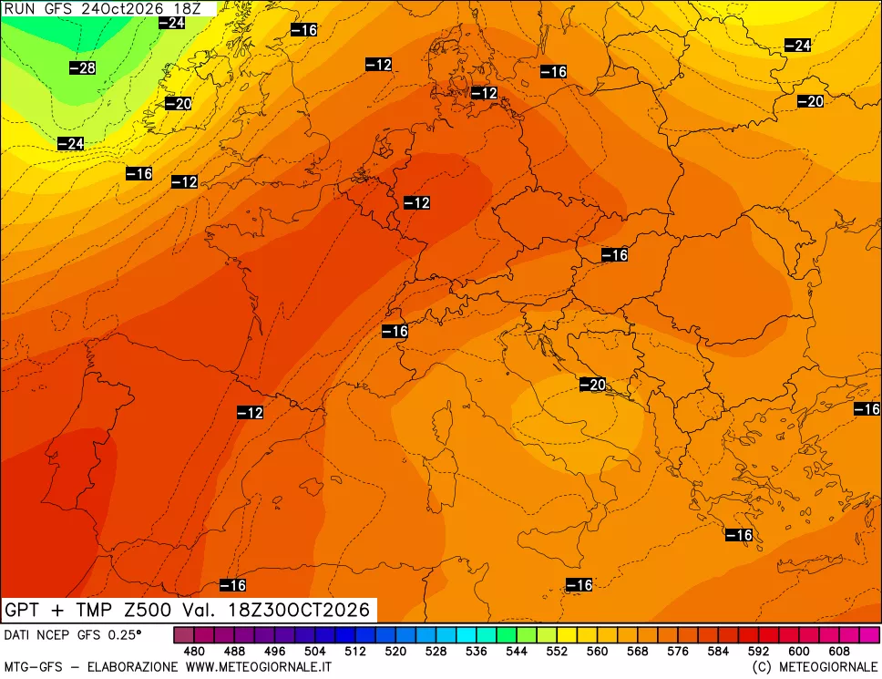 mappa 500 hPa GPT + Temp