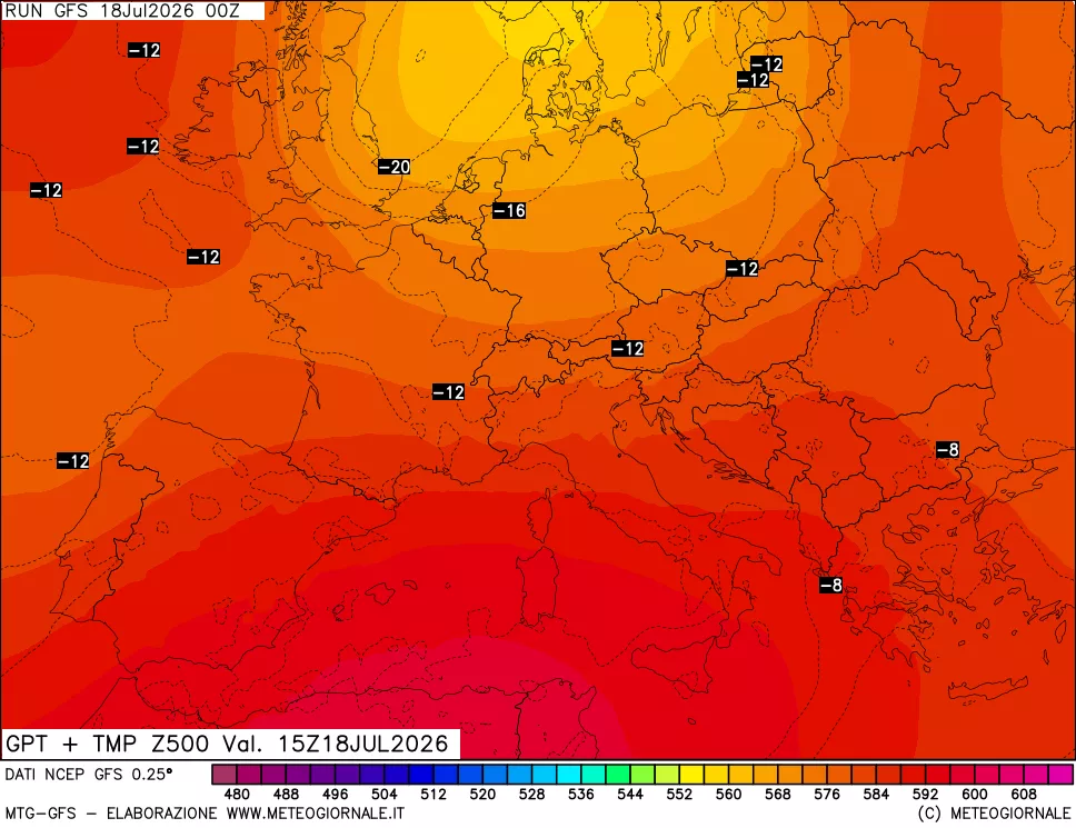 mappa 500 hPa GPT + Temp