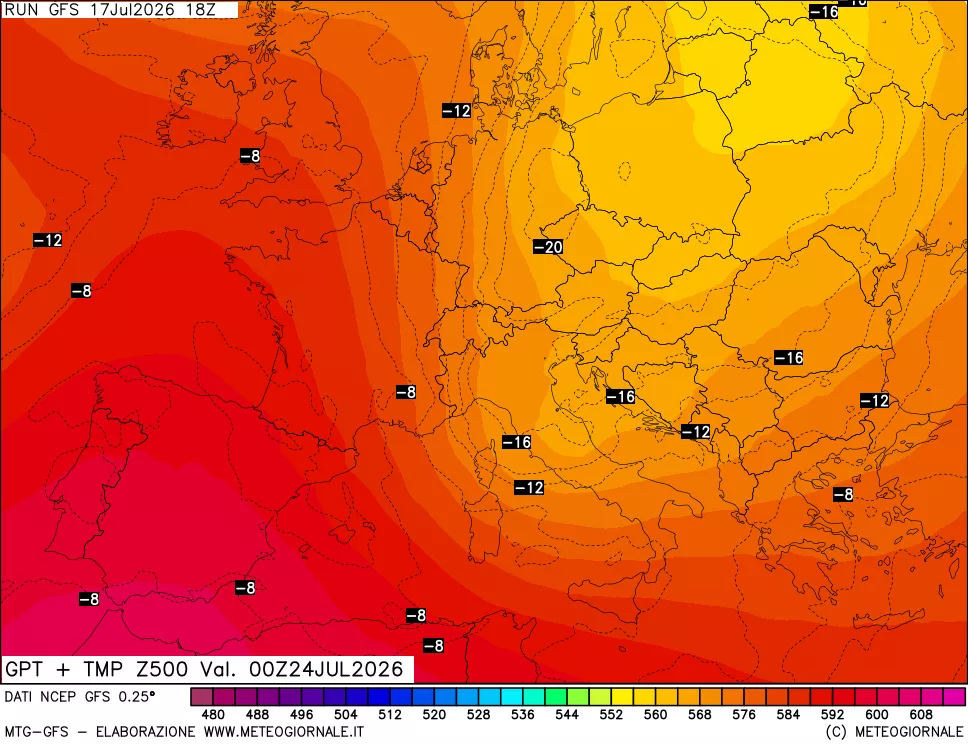 mappa 500 hPa GPT + Temp