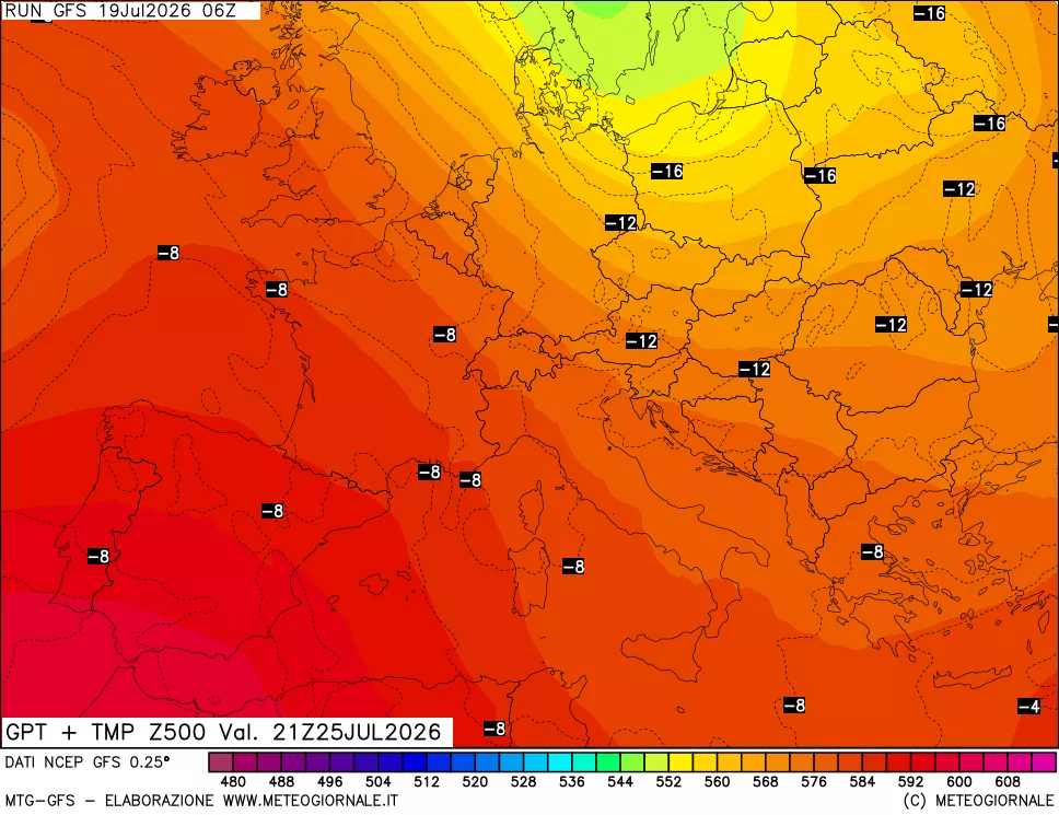 mappa 500 hPa GPT + Temp