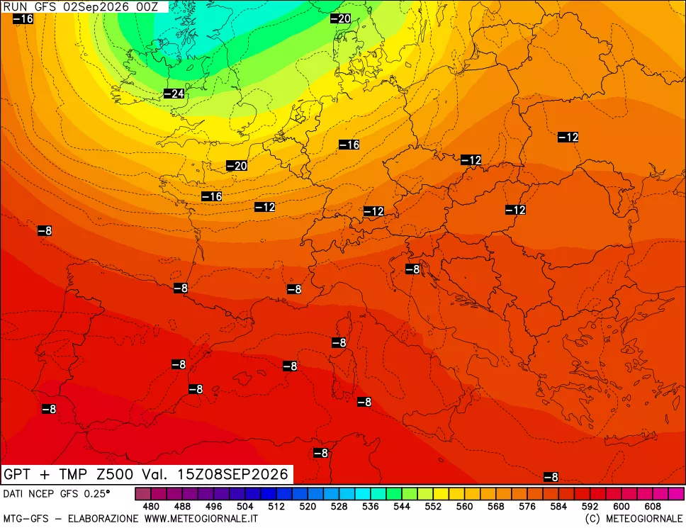mappa 500 hPa GPT + Temp
