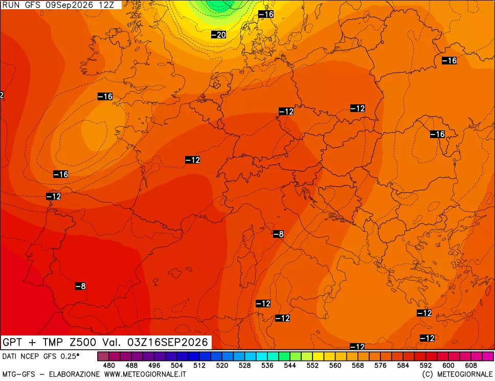 mappa 500 hPa GPT + Temp