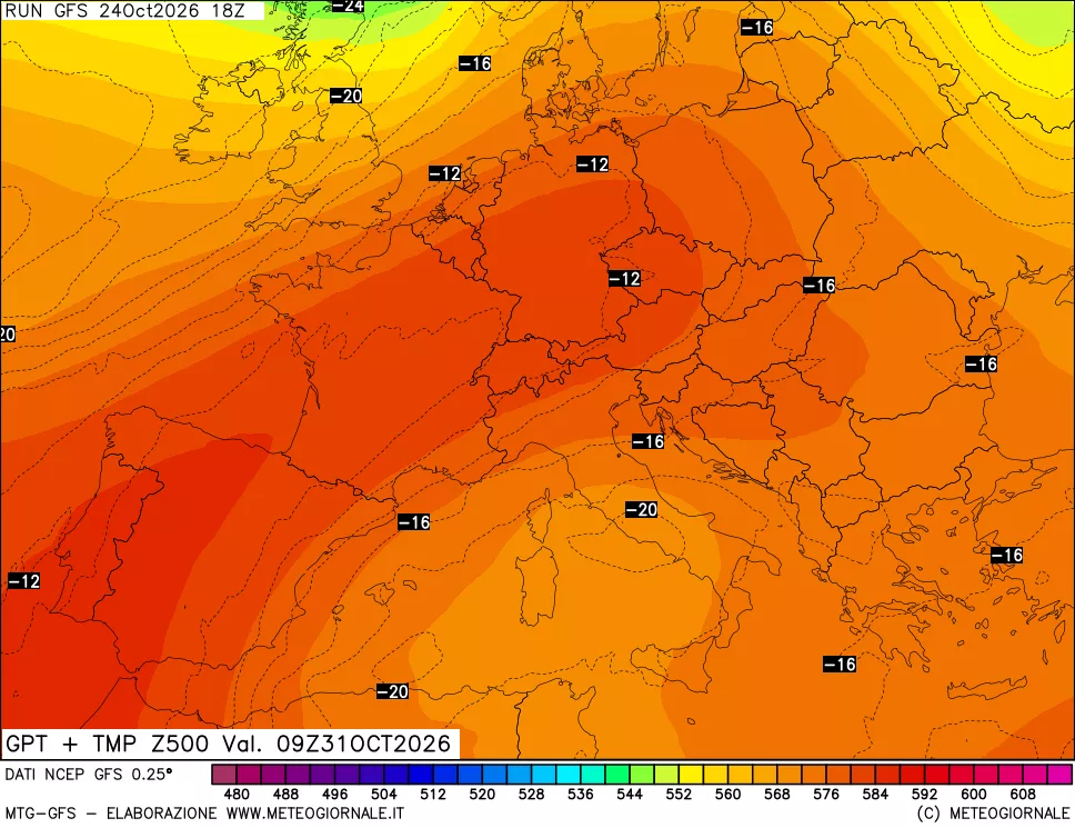 mappa 500 hPa GPT + Temp