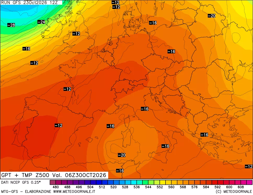 mappa 500 hPa GPT + Temp