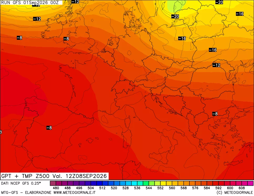 mappa 500 hPa GPT + Temp