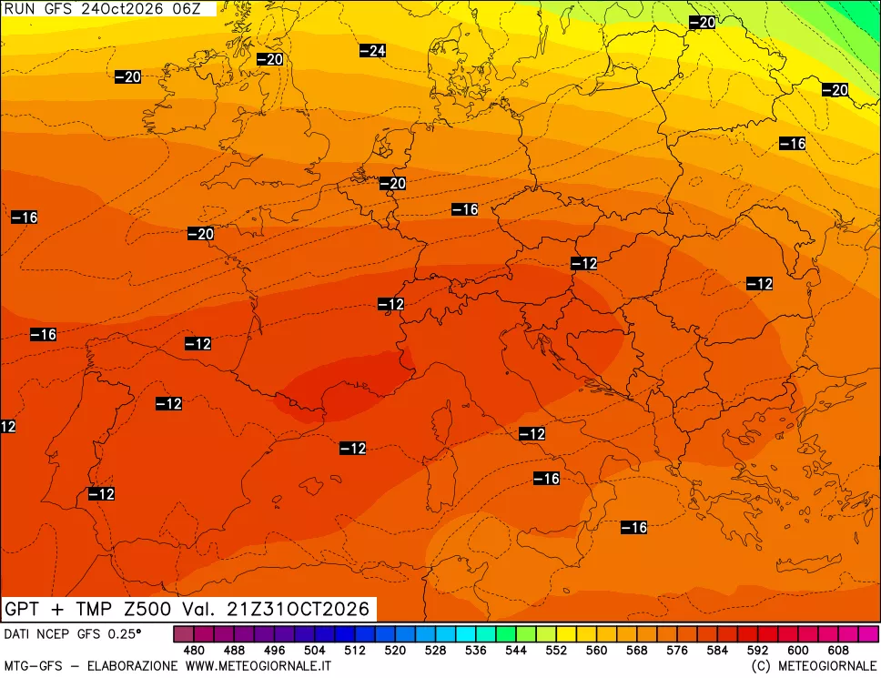 mappa 500 hPa GPT + Temp