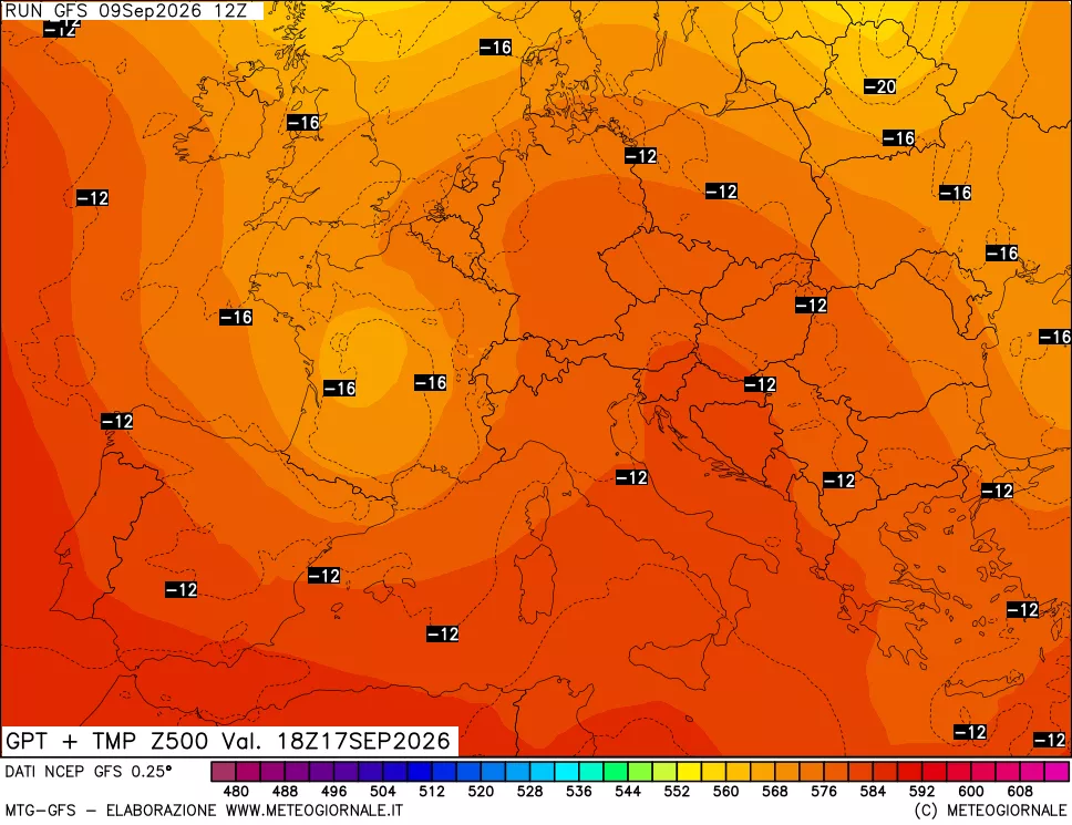 mappa 500 hPa GPT + Temp