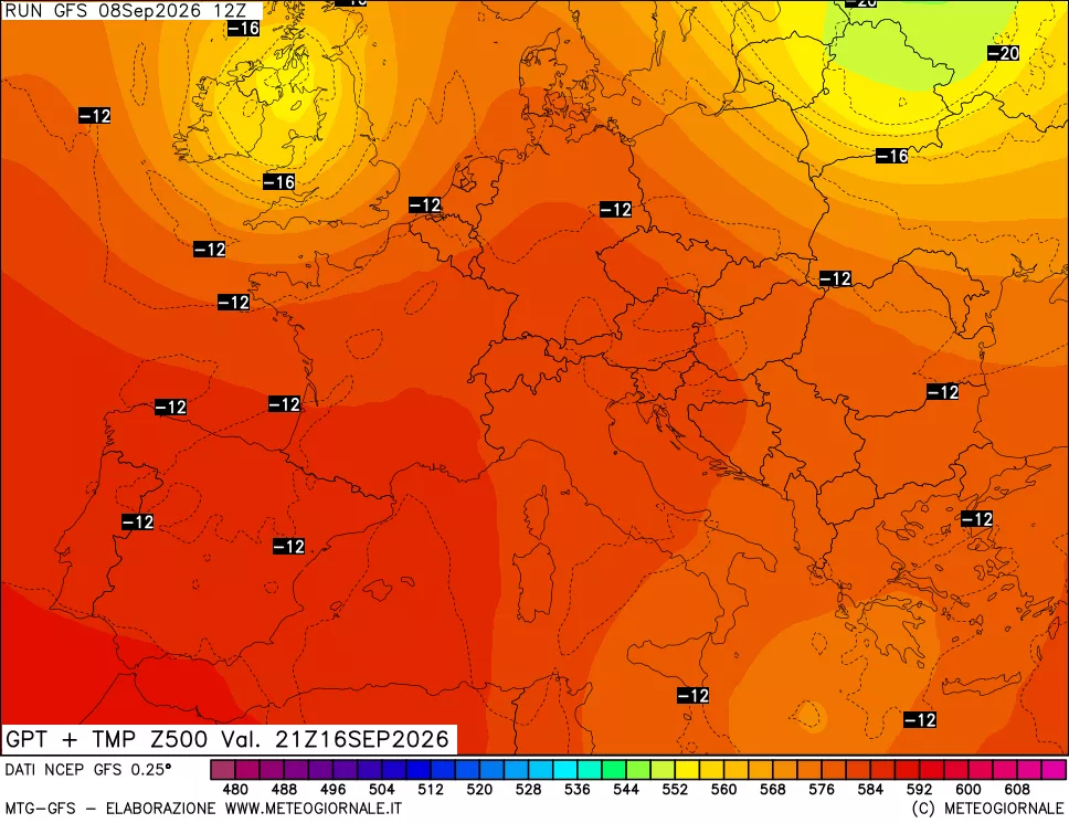 mappa 500 hPa GPT + Temp
