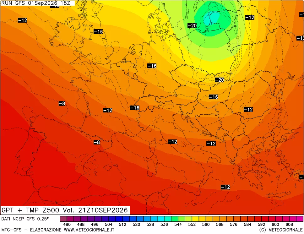 mappa 500 hPa GPT + Temp