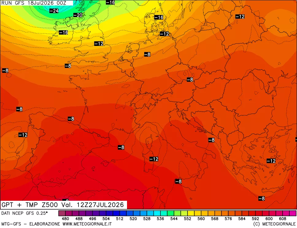 mappa 500 hPa GPT + Temp